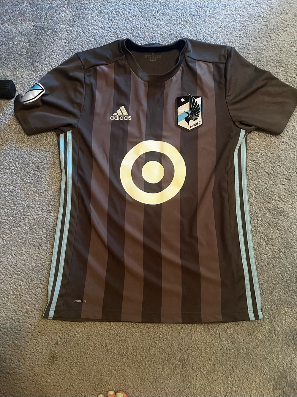 adidas Brown Minnesota United FC Soccer Jersey with Light Blue Trim